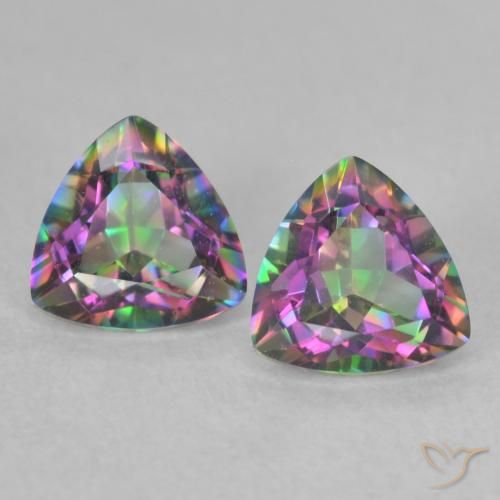 0.89 ctw Multicolor Mystic Quartz Gemstones, Mystic Quartz Gems in Trillion Facet Shape for Sale.