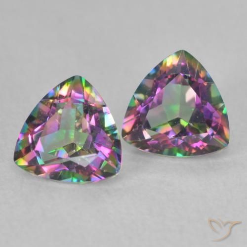 0.89 ctw Multicolor Mystic Quartz Stones, Natural Mystic Quartz in Trillion Facet Shape for Sale