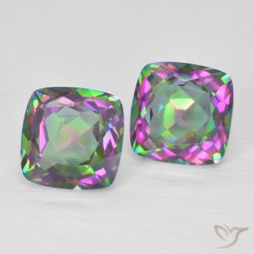 3.22 ctw Multicolor Mystic Quartz Stones, Natural Mystic Quartz in Cushion-Cut Shape for Sale