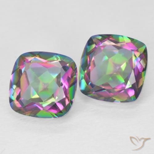 4.33 ctw Multicolor Mystic Quartz Stones, Natural Mystic Quartz in Cushion-Cut Shape for Sale
