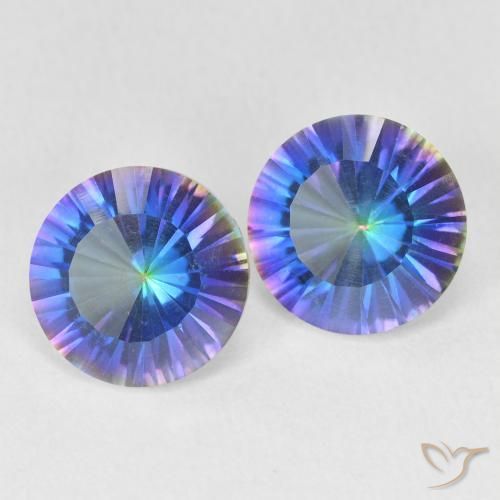 3.31 ctw Multicolor Mystic Quartz Stones, Natural Mystic Quartz in Round Concave Cut Shape for Sale