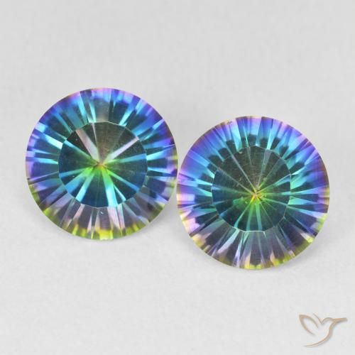 3.30 ctw Multicolor Mystic Quartz Gemstones, Mystic Quartz Gems in Round Concave Cut Shape for Sale.