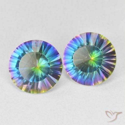 3.30 ctw Multicolor Mystic Quartz Stones, Natural Mystic Quartz in Round Concave Cut Shape for Sale