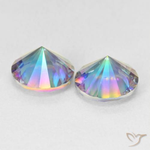 Mystic Quartz Gemstones in 8 mm (calibrated) Size for Sale, Mystic Quartz Stones in Multicolor Blue Color