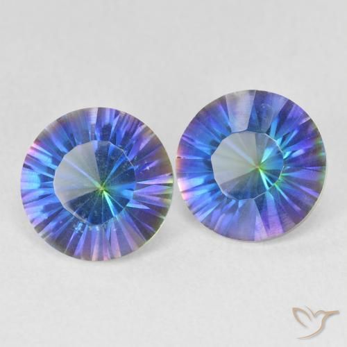 3.39 ctw Multicolor Mystic Quartz Stones, Natural Mystic Quartz in Round Concave Cut Shape for Sale