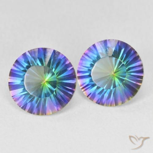 3.32 ctw Multicolor Mystic Quartz Stones, Natural Mystic Quartz in Round Concave Cut Shape for Sale