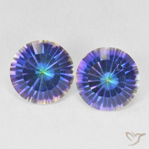 3.29ctw Natural Multicolor Blue Mystic Quartz, Round, VVS-VS