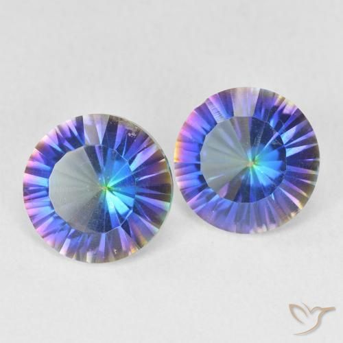 3.29 ctw Multicolor Mystic Quartz Stones, Natural Mystic Quartz in Round Concave Cut Shape for Sale