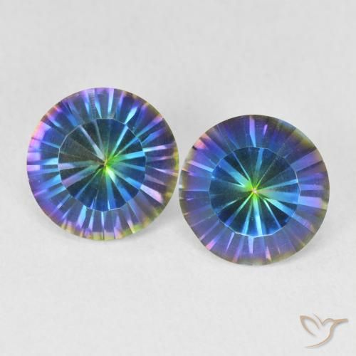3.06 ctw Multicolor Mystic Quartz Gemstones, Mystic Quartz Gems in Round Concave Cut Shape for Sale.