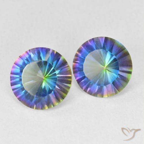 3.06 ctw Multicolor Mystic Quartz Stones, Natural Mystic Quartz in Round Concave Cut Shape for Sale