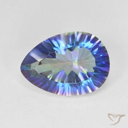 5.26ct Natural Multicolor Mystic Quartz, Pear Shape, VVS-VS