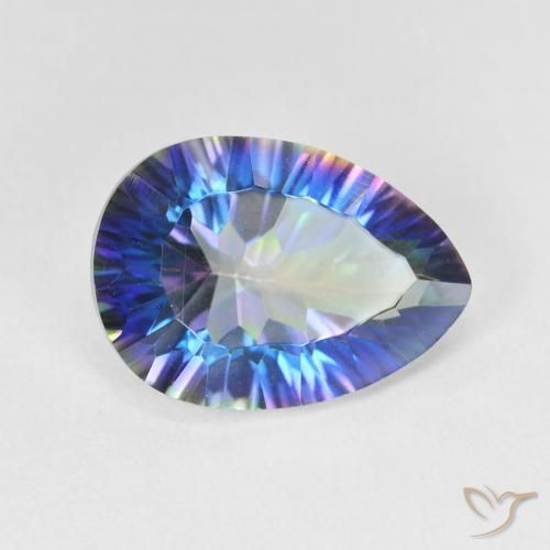 5.26 ct Multicolor Mystic Quartz Stone, Natural Mystic Quartz in Pear Concave Cut Shape for Sale