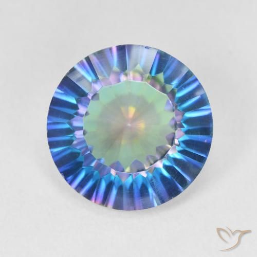5.18 ct Multicolor Mystic Quartz Gemstone, Mystic Quartz Gem in Round Concave Cut Shape for Sale.