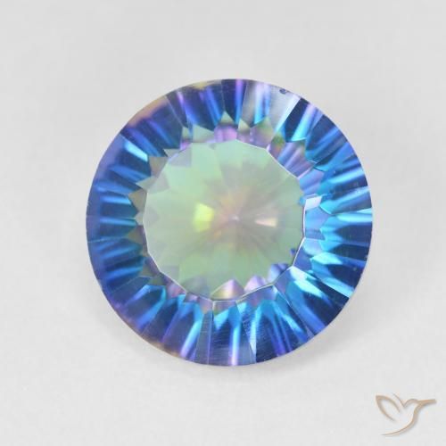5.18 ct Multicolor Mystic Quartz Stone, Natural Mystic Quartz in Round Concave Cut Shape for Sale