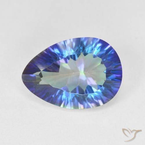 Quartz mystique taille concave poire 5,31 ct, 14,3 x 10,1 mm du Brésil, Photo A