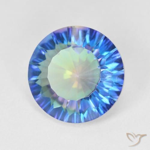 5.29 ct Multicolor Mystic Quartz Stone, Natural Mystic Quartz in Round Concave Cut Shape for Sale