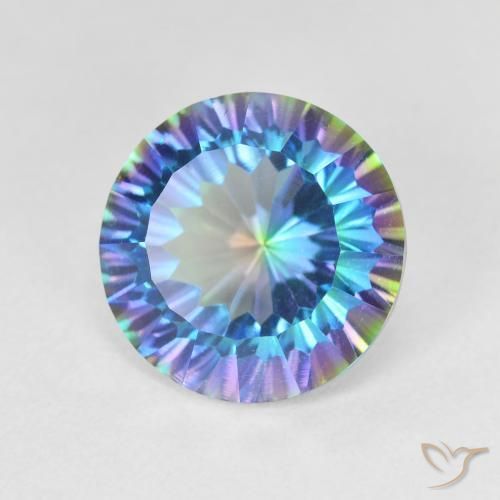 5.12 ct Multicolor Mystic Quartz Stone, Natural Mystic Quartz in Round Concave Cut Shape for Sale