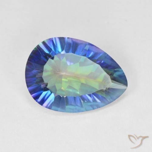 4.36 ct Multicolor Mystic Quartz Stone, Natural Mystic Quartz in Pear Concave Cut Shape for Sale