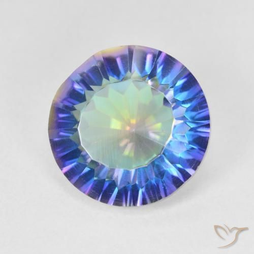 5.13 ct Multicolor Mystic Quartz Stone, Natural Mystic Quartz in Round Concave Cut Shape for Sale