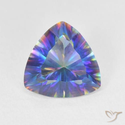 2.02 ct Multicolor Mystic Quartz Gemstone, Mystic Quartz Gem in Trillion Concave Cut Shape for Sale.