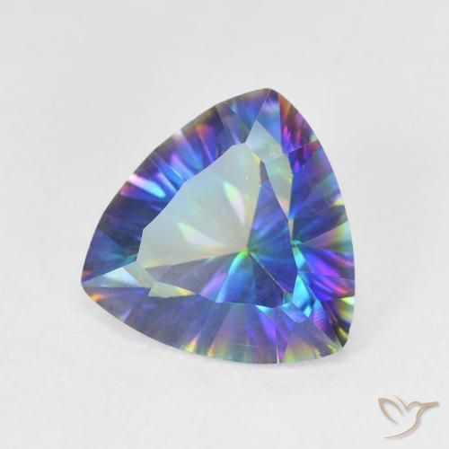 2.02 ct Multicolor Mystic Quartz Stone, Natural Mystic Quartz in Trillion Concave Cut Shape for Sale
