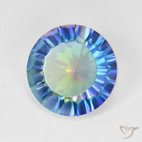 4.88 ct Multicolor Mystic Quartz Stone, Natural Mystic Quartz in Round Concave Cut Shape for Sale