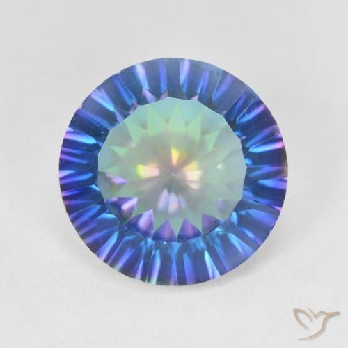 5.48 ct Round Concave Cut Mystic Quartz, 12.2 mm From Brazil, Photo A