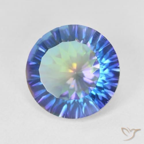 5.48 ct Multicolor Mystic Quartz Stone, Natural Mystic Quartz in Round Concave Cut Shape for Sale