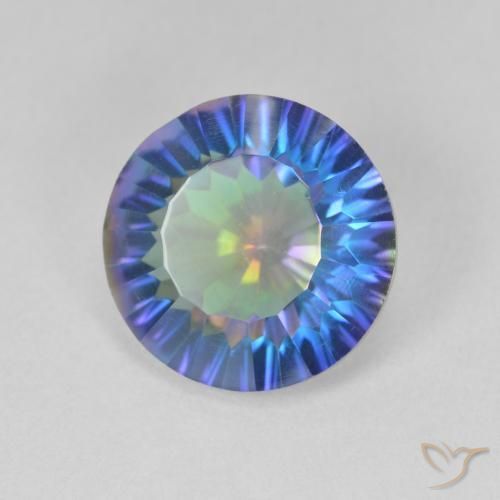 5.11 ct Multicolor Mystic Quartz Stone, Natural Mystic Quartz in Round Concave Cut Shape for Sale