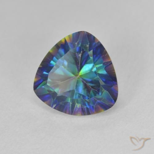 3.50 ct Multicolor Mystic Quartz Stone, Natural Mystic Quartz in Trillion Concave Cut Shape for Sale