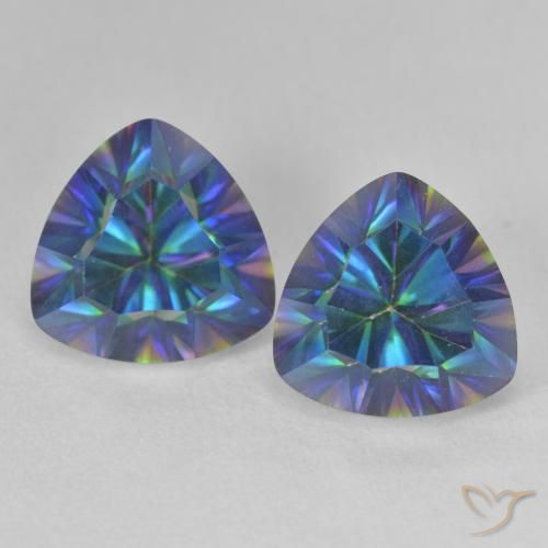 5.45 ct Multicolor Mystic Quartz, 9.2 x 9.2 mm Trillion Concave Cut From Brazil, Photo A