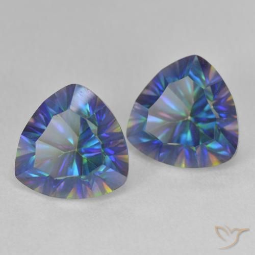 5.14 ctw Multicolor Mystic Quartz Stones, Natural Mystic Quartz in Trillion Concave Cut Shape for Sale
