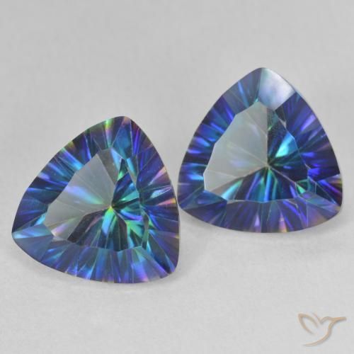 6.28 ctw Multicolor Mystic Quartz Stones, Natural Mystic Quartz in Trillion Concave Cut Shape for Sale