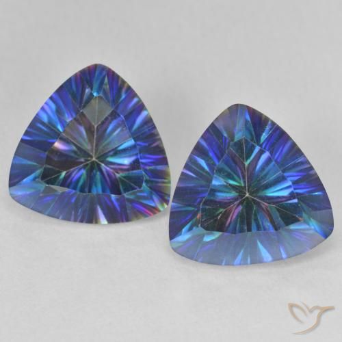 6.07ctw Natural Multicolor Blue Mystic Quartz, Trillion, VVS-VS