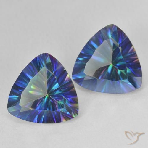 6.07 ctw Multicolor Mystic Quartz Stones, Natural Mystic Quartz in Trillion Concave Cut Shape for Sale