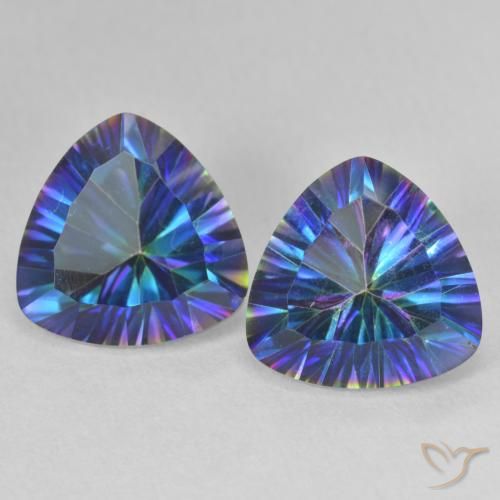 6.27ctw Natural Multicolor Blue Mystic Quartz, Trillion, VVS-VS