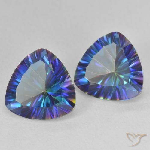 6.27 ctw Multicolor Mystic Quartz Stones, Natural Mystic Quartz in Trillion Concave Cut Shape for Sale