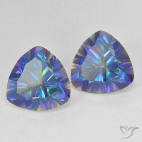 5.19 ctw Multicolor Mystic Quartz Stones, Natural Mystic Quartz in Trillion Concave Cut Shape for Sale