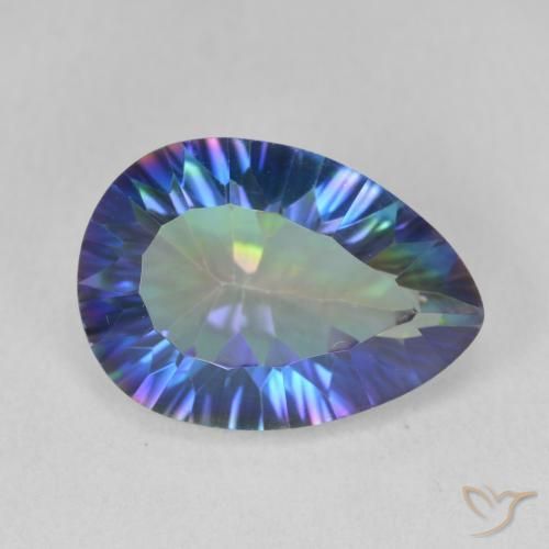4.89 ct Multicolor Mystic Quartz Stone, Natural Mystic Quartz in Pear Concave Cut Shape for Sale