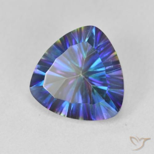 3.10 ct Multicolor Mystic Quartz Stone, Natural Mystic Quartz in Trillion Concave Cut Shape for Sale