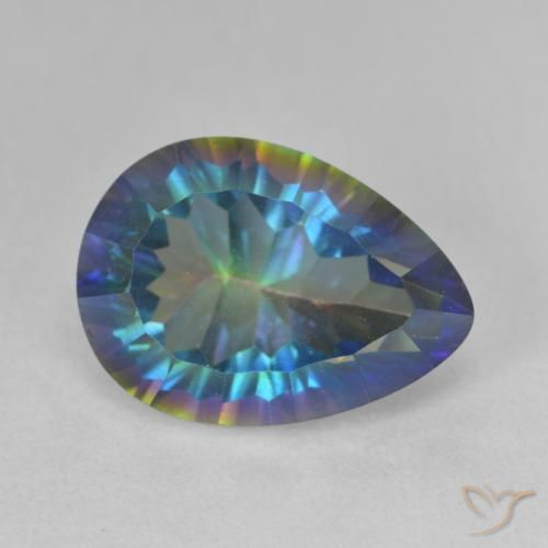 6.28 ct Multicolor Mystic Quartz Stone, Natural Mystic Quartz in Pear Concave Cut Shape for Sale