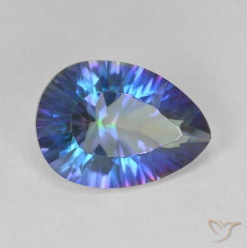 5.37 ct Multicolor Mystic Quartz Stone, Natural Mystic Quartz in Pear Concave Cut Shape for Sale