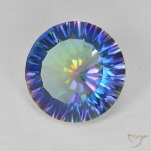 5.24 ct Multicolor Mystic Quartz Stone, Natural Mystic Quartz in Round Concave Cut Shape for Sale