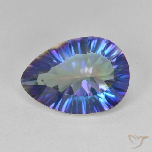 4.96ct Natural Multicolor Blue Mystic Quartz, Pear Shape, VVS-VS
