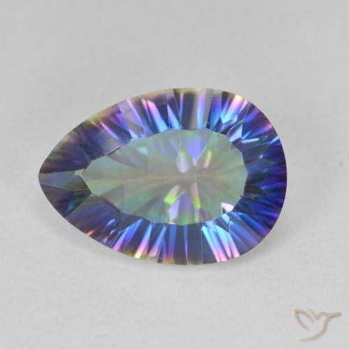 4.73 ct Multicolor Mystic Quartz, 14.2 x 10.2 mm Pear Concave Cut From Brazil, Photo A