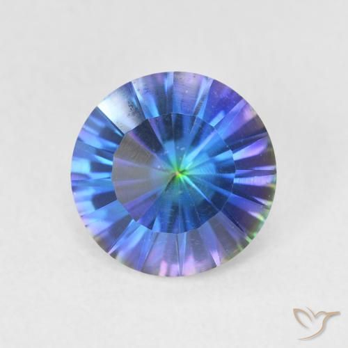 Quartz mystique rond concave de 1,69 ct, 8,1 mm du Brésil, Photo A