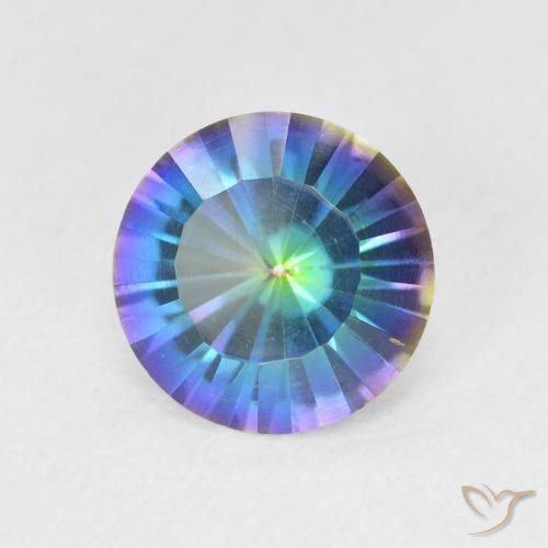 1.59 ct Multicolor Mystic Quartz Stone, Natural Mystic Quartz in Round Concave Cut Shape for Sale