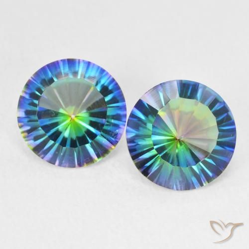 3.35 ctw Multicolor Mystic Quartz Gemstones, Mystic Quartz Gems in Round Concave Cut Shape for Sale.