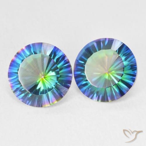 3.35 ctw Multicolor Mystic Quartz Stones, Natural Mystic Quartz in Round Concave Cut Shape for Sale