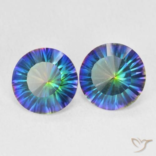 3.06 ctw Multicolor Mystic Quartz Stones, Natural Mystic Quartz in Round Concave Cut Shape for Sale